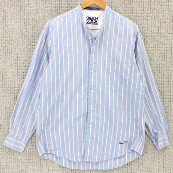 Sketch Book By Wilke Rodriguez Shirt Mens Medium M Blue Striped Button Down - Picture 1 of 9